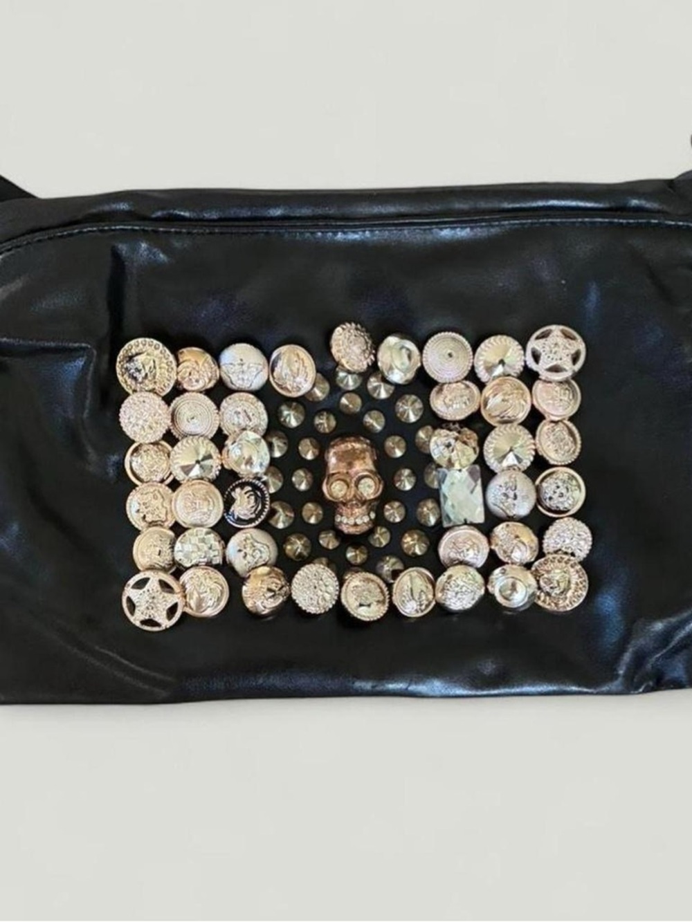 Y2K Black Skull Embellished Clutch/Bag/Wallet